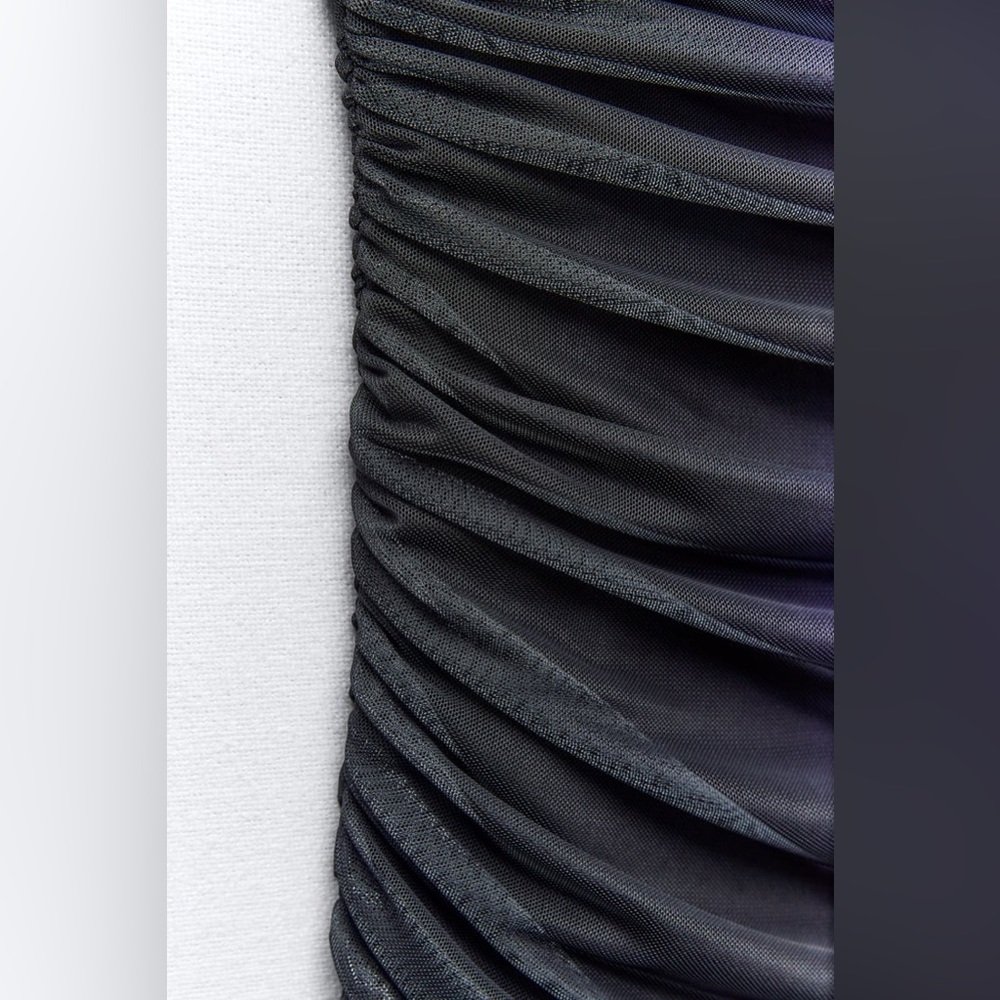 ZARA STRAPLESS PRINTED TULLE DRESS - Picture 8 of 9